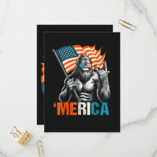 Invitation Carte Postale Bigfoot Merica Rock Drapeau Américain