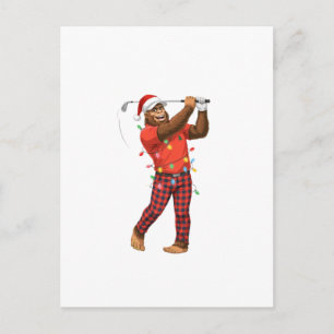 Invitation Carte Postale Bigfoot Sasquatch Golf Noël 2026 Vacances Sport