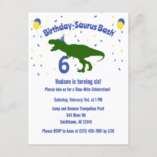 Invitation Carte Postale "Birthday-Saurus" Dinosaure pour enfants fête d'an