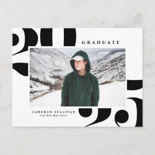 Invitation Carte Postale Black Bold Typographie 2024 Diplôme Photo