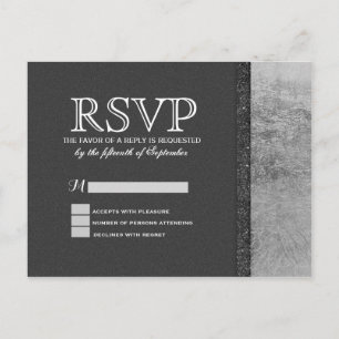Invitation Carte Postale Black Elegant Chic Faux Foil & Parties scintillant