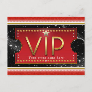 Invitation Carte Postale Black Red Gold et Silver Glam VIP Event Party