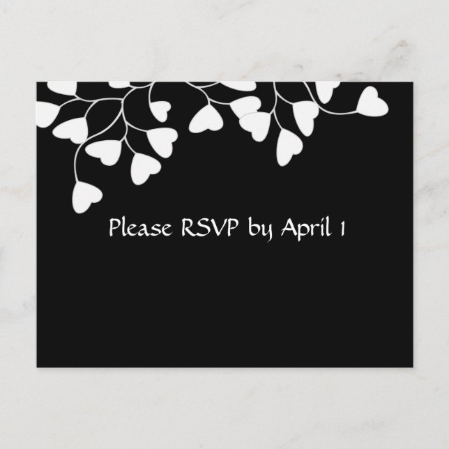 Invitation Carte Postale Black White Heart RSVP (Devant)