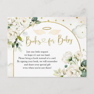 Invitation Carte Postale Blanc Floral Angel Baby Heaven envoyé Livres pour 