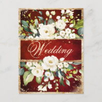 Blanc Rouge or botanique Floral Rustique Mariage