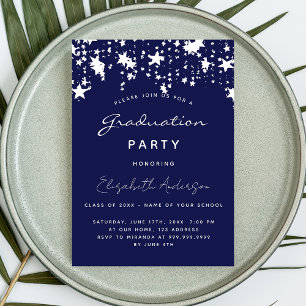 Invitation Carte Postale Bleu blanc étoile
