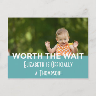 Invitation Carte Postale Bleu Bright Moderne Stripes Adoption Annonces
