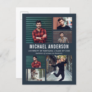 Invitation Carte Postale Bleu foncé 6 Diplôme de tableau de bord photo