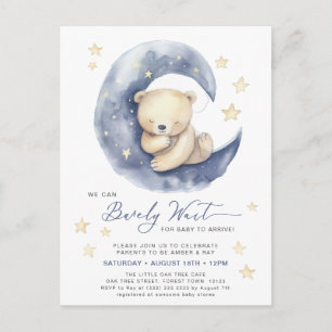 Invitation Carte Postale Bleu On Peut Attendre De Mignons Baby showers Garç