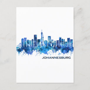 Invitation Carte Postale Bleu Skyline Afrique du Sud de Johannesburg