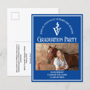 Invitation Carte Postale Bleu Vétérinaire Fête de la Photo