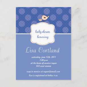 Invitation Carte Postale Blue Boy - De mignons points et baby showers d'ois