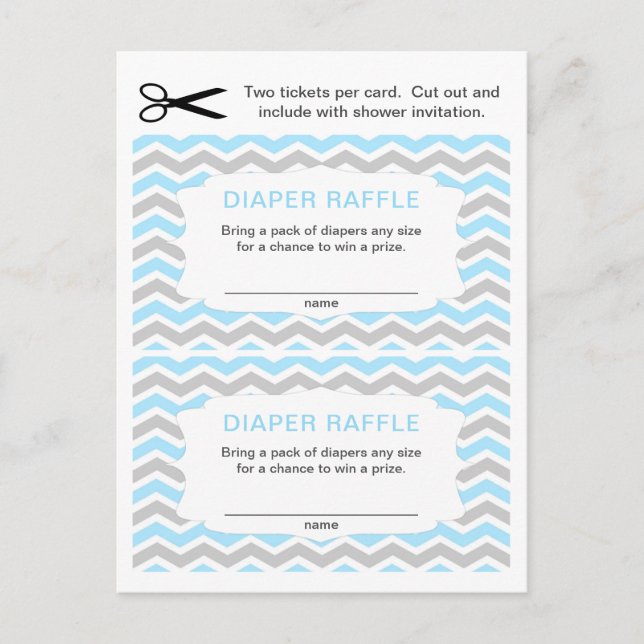 Invitation Carte Postale Blue Boy Diaper Raffle tickets, petite quantité (Devant)