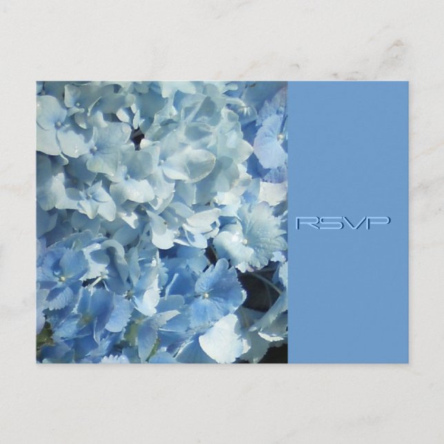 Invitation Carte Postale Blue Hydrangeas Wedding RSVP (Devant)