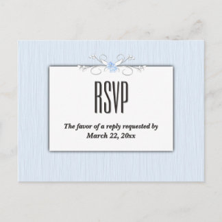 Invitation Carte Postale Blue Simplicity RSVP with Entree Choices