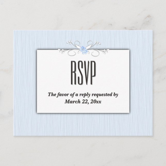 Invitation Carte Postale Blue Simplicity RSVP with Entree Choices (Devant)