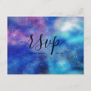 Invitation Carte Postale Blue Watercolor Sky Wedding Rsvp
