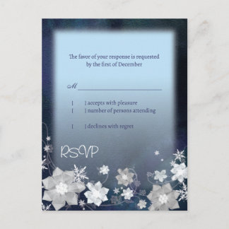 Invitation Carte Postale Blue Winter Wonderland Wedding RSVP