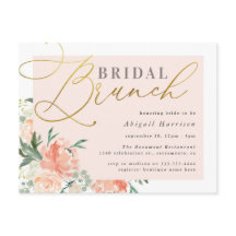Blush & Gold Script Floral Bridal Brunch