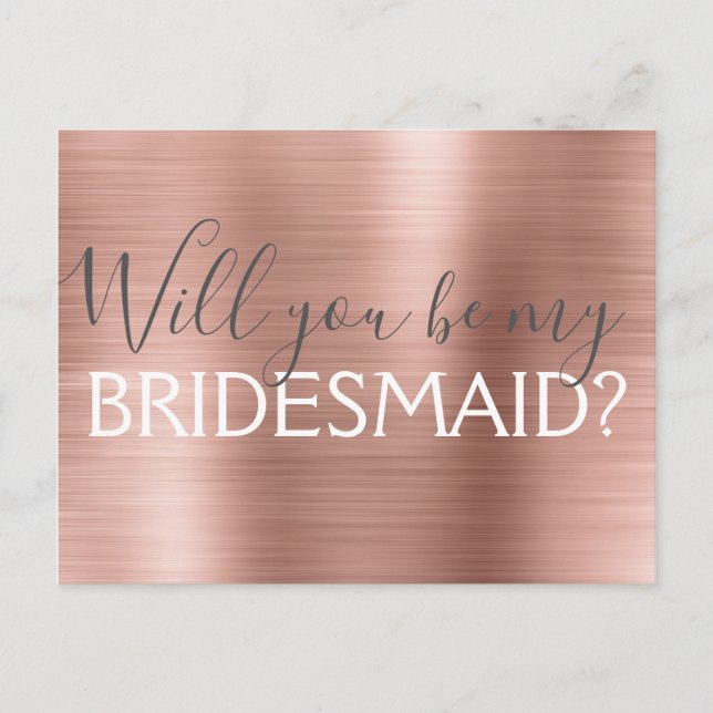 Invitation Carte Postale Blush Pink - Rose Gold Serez-vous ma servante d'ac (Devant)