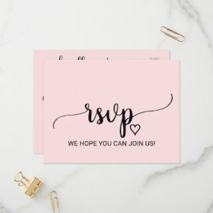 Invitation Carte Postale Blush Pink Simple Calligraphie Demande de chanson 