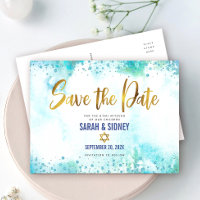 B'nai Mitzvah Enregistrer la date Gold Turquoise A