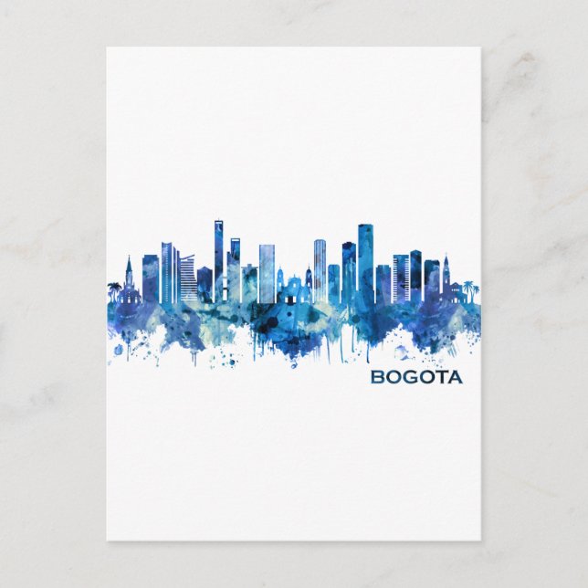 Invitation Carte Postale Bogota Colombia Skyline Blue (Devant)