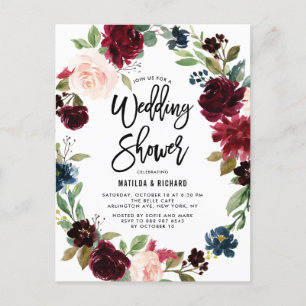 Invitation Carte Postale Boho Aquarelle Automne Wedding shower
