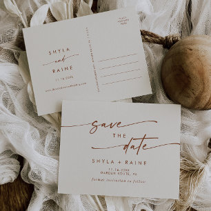 Invitation Carte Postale Boho Chic Bohemian Cream Wedding Enregistrer la da