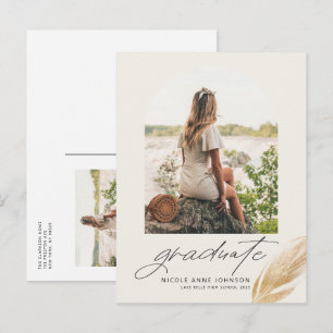 Invitation Carte Postale Boho Gold Parties scintillant Feather Arch Photo G