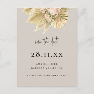 Invitation Carte Postale Boho Palm Floral Blush Naturel Enregistrer La Date