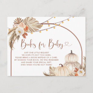 Invitation Carte Postale Boho Rustic Citrouille Fall in Love Livres pour bé
