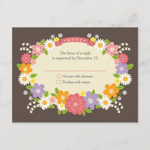 Invitation Carte Postale Boho Rustic Floral Mariage