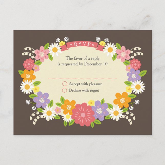 Invitation Carte Postale Boho Rustic Floral Mariage (Devant)