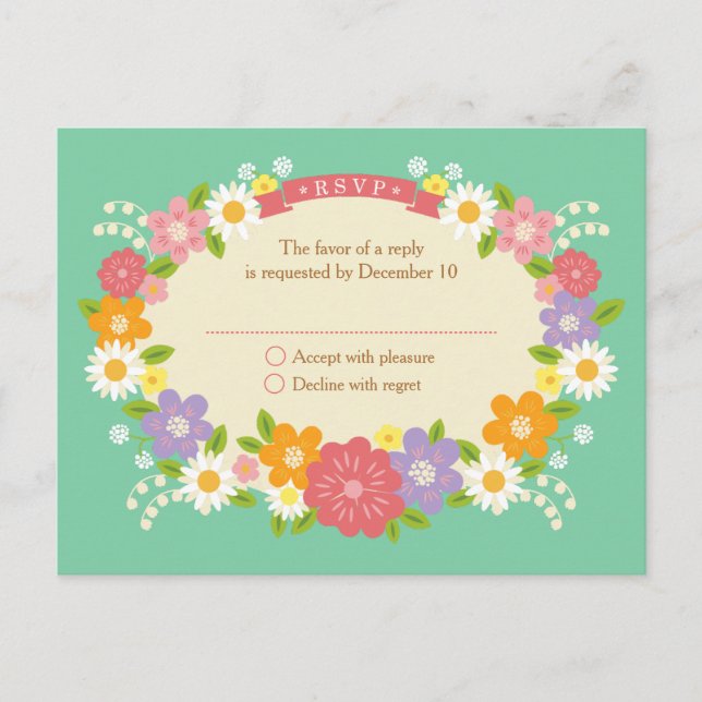 Invitation Carte Postale Boho Rustic Floral Wreath Mariage (Monnaie) (Devant)
