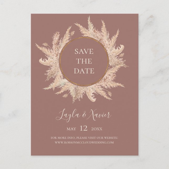 Invitation Carte Postale Boho Tropical Botanical | Dusty Rose Enregistrer L (Devant)