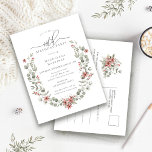 Invitation Carte Postale Boho Winter Greenery Red Floral 40e anniversaire<br><div class="desc">Aquarelle vert sauge moderne Boho cadre botanique est accentué de petites fleurs poinsettia. Esthétique hivernale sophistiquée et contemporaine.</div>