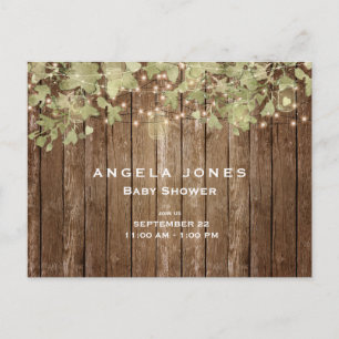 Invitation Carte Postale Bois et lumière rustique clôture en bois Baby show