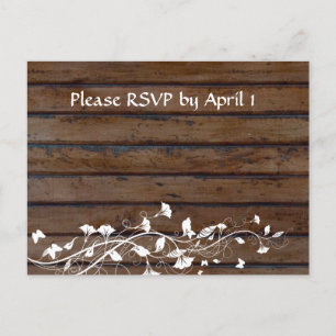 Invitation Carte Postale Bois RSVP de brun foncé