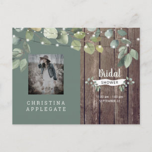 Invitation Carte Postale Bois rustique & Fête des mariées de mesure