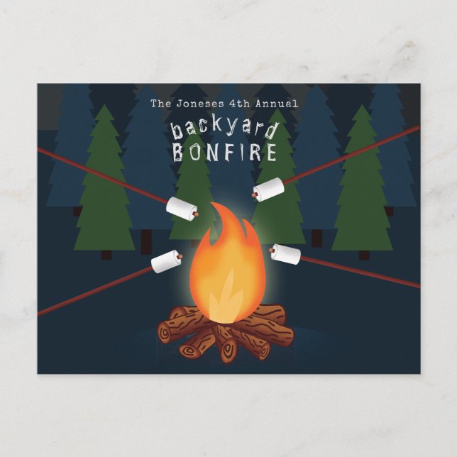 Invitation Carte Postale Bonfire Party (Devant)
