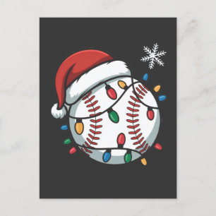 Invitation Carte Postale Bonhomme de neige Baseball Noël Santa Baseball Spo