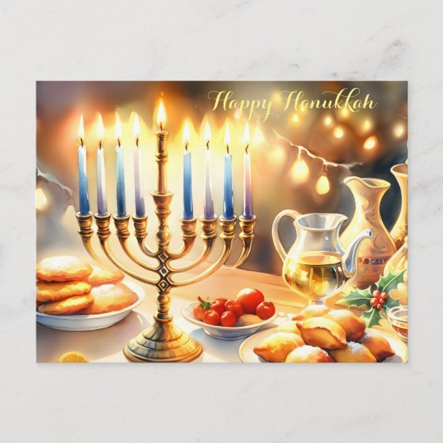 Invitation Carte Postale Bonne Hanoukka (Devant)