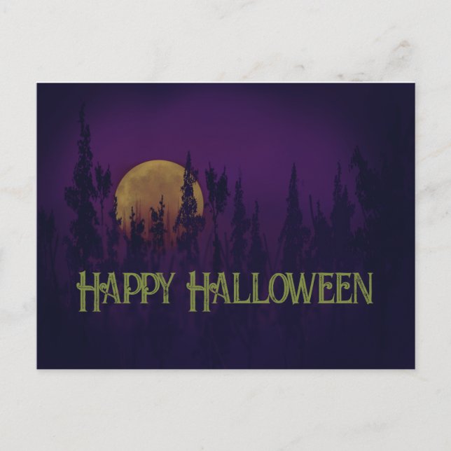 Invitation Carte Postale Bonne Pleine lune d'Halloween (Devant)