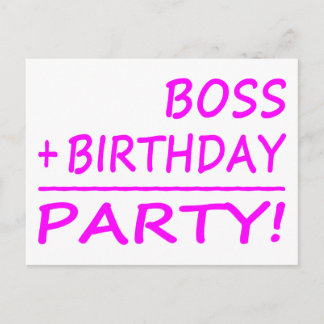 Invitation Carte Postale Boss : Boss + Anniversaire = Fête