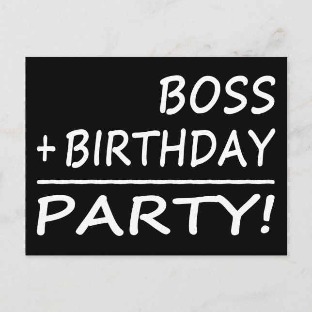 Invitation Carte Postale Boss : Boss + Anniversaire = Fête (Devant)