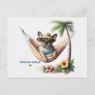Invitation Carte Postale Bouledogue français Palme Plage Bouledogue françai