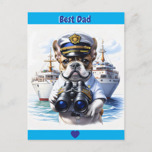 Invitation Carte Postale Bouledogues français French Bulldog Meilleur Papa