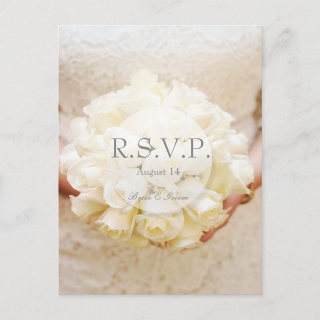 Invitation Carte Postale Bouquet de Mariage blanc RSVP (Devant)