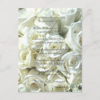 Invitation Carte Postale Bouquet De Mariée Blanche Serez-Vous Ma Femme D'Ép